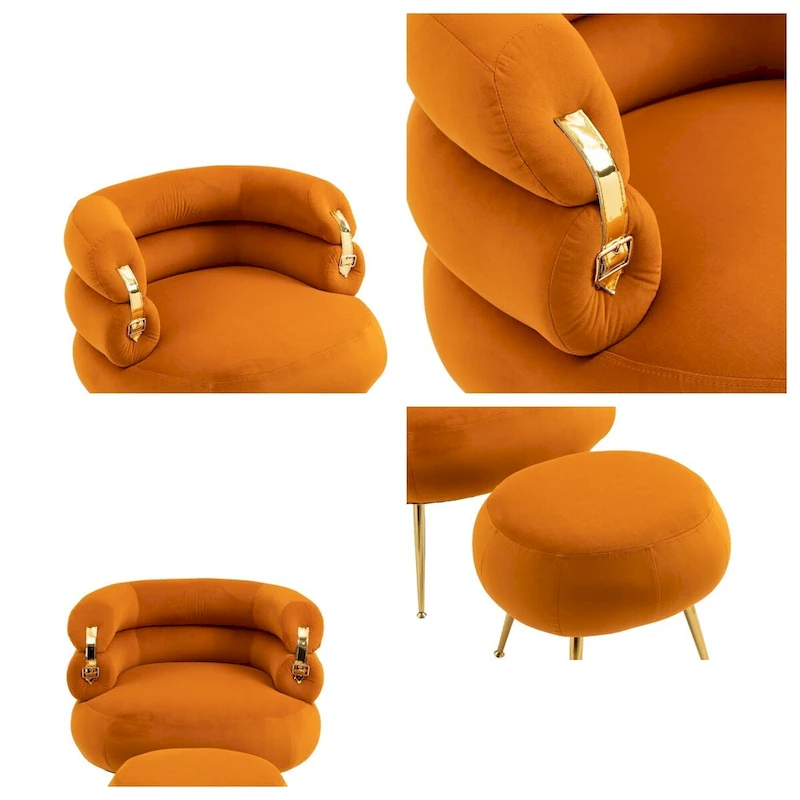 Accent Chair Modern Upholstered Armchair Tufted Chair with Metal Frame - 29.13 x 27.95 x 28.35