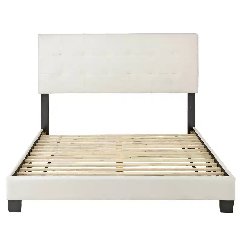 Queen Macie Faux Leather Platform Bed White - Eco Dream