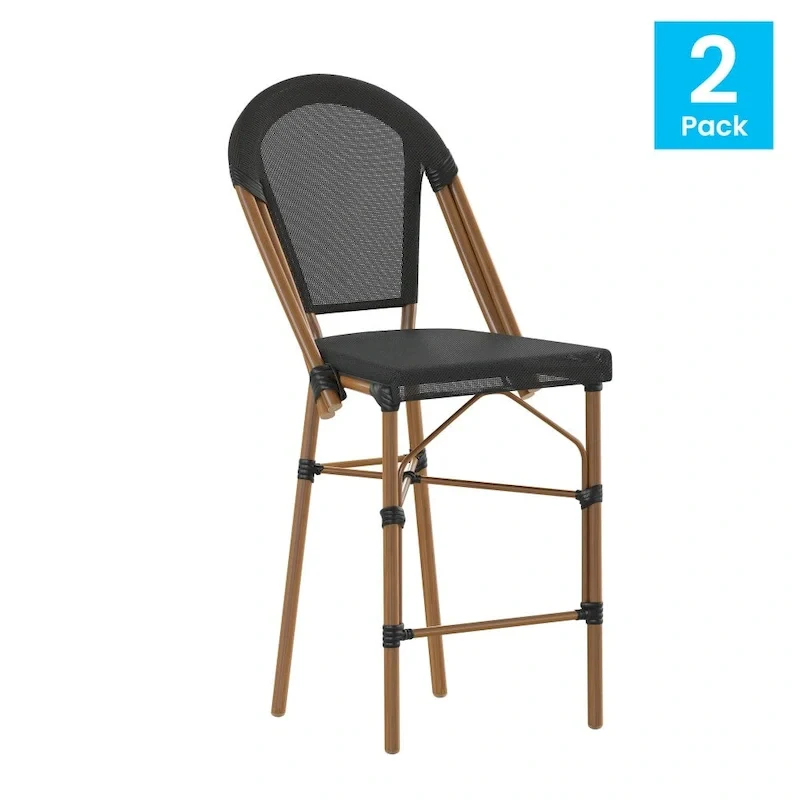 2PK Stacking Bistro Chair with Metal Frame & PE Seat