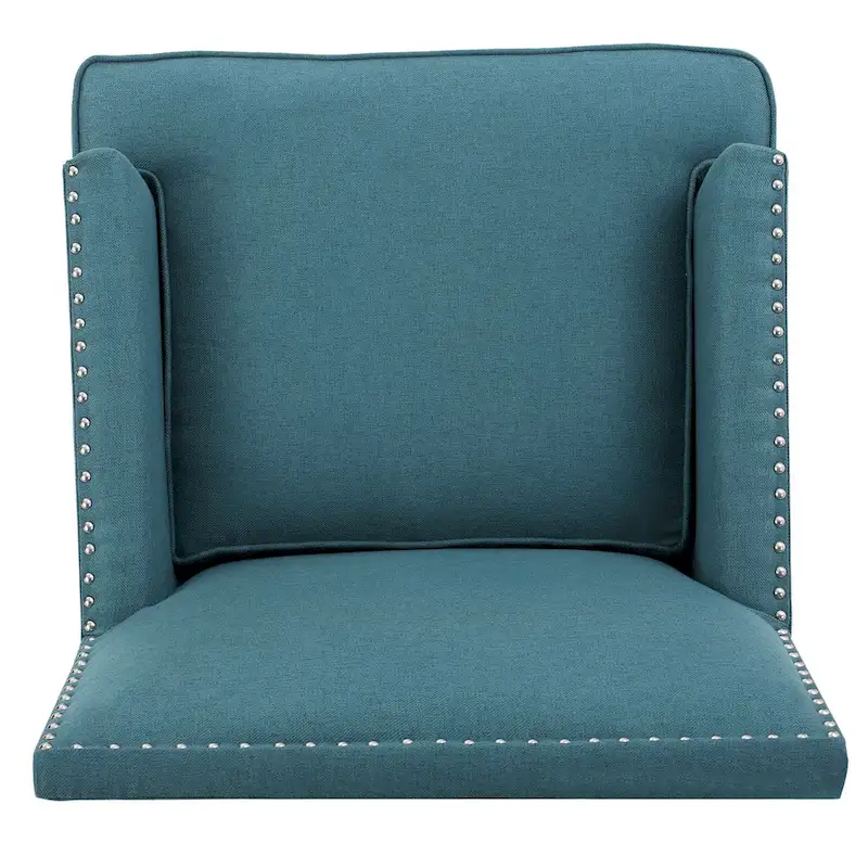 Studded Fabric Club Chair – Light Blue / Teal / Grey, Single Seat