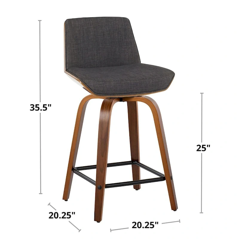 Carson Carrington Clemens 24 Fixed-Height Counter Stool with Bent Wood Legs & Square Footrest (Set of 2)