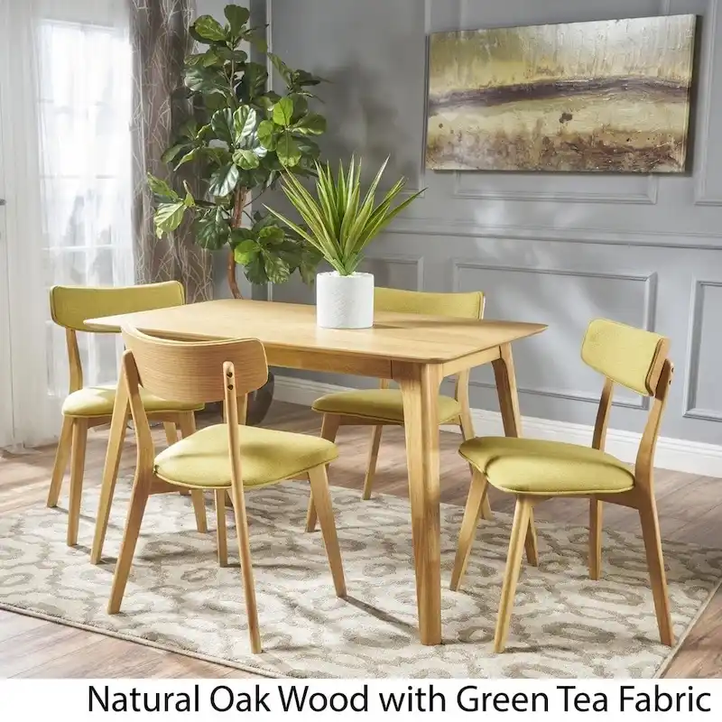 Mid-Century 5-piece Wood Rectangle Dining Set by