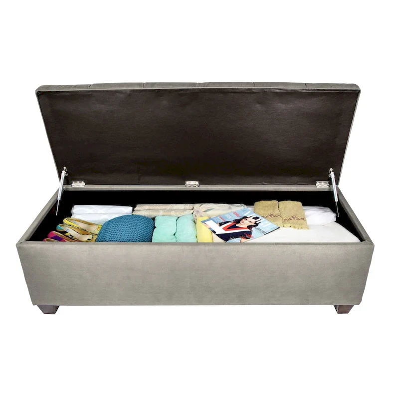 Diamond Tufted OBSESSION Linen Storage Bench