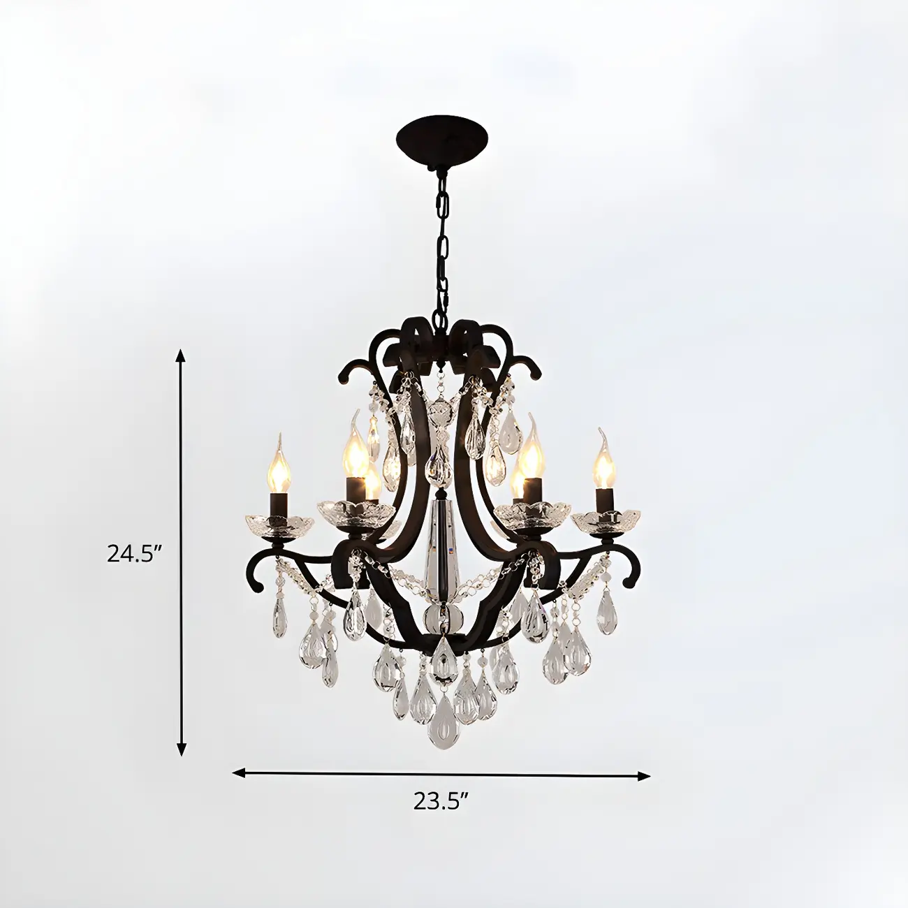 Traditional Black Crystal Candlestick Chandelier