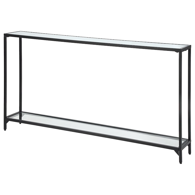 Copper Grove Metal and Tempered Glass Narrow Console Table