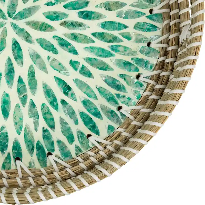 Seagrass and Capiz Display Trays - 15.75  - Set of 3