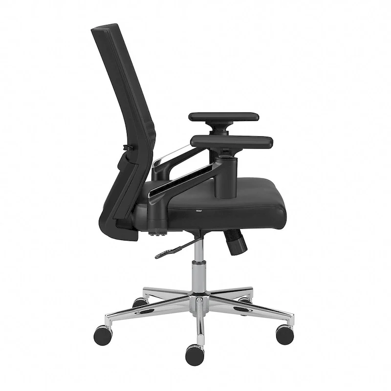 Mid Back Bonded Leather Office Chair with Adjustable Height and Armrests