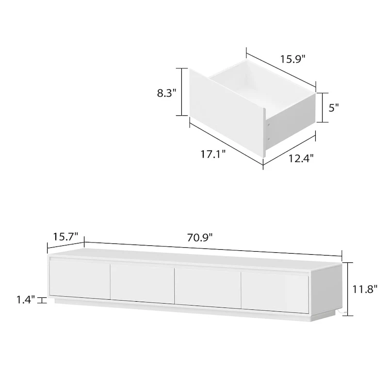 Illuminated White High Gloss Television Entertainment Center Console