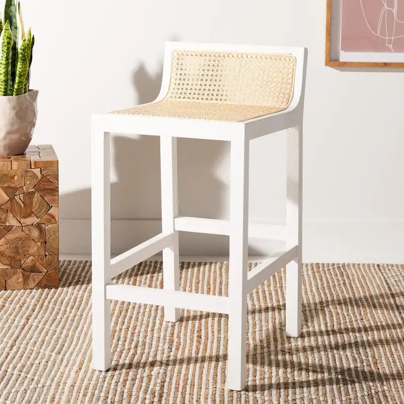 Natural Cane Low Back Counter Stool