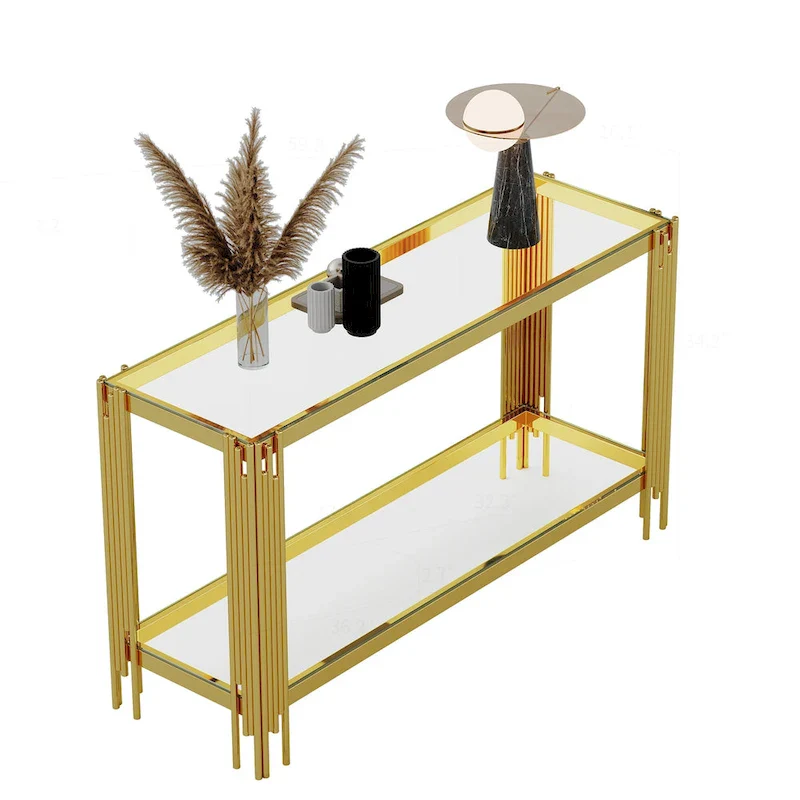 Sophisticated Double-Layer Tempered Glass Console Table