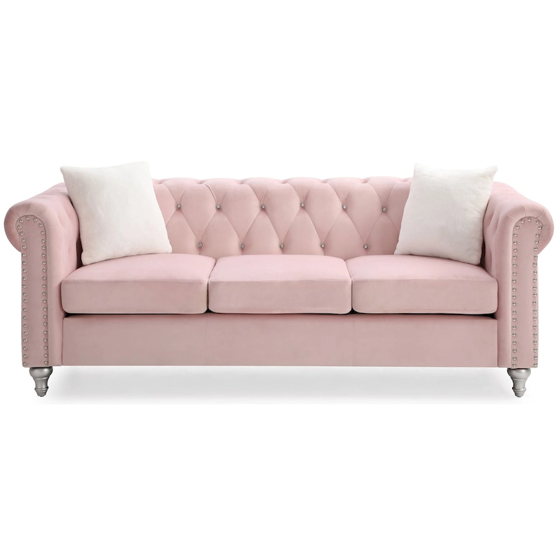 Raisa Microsuede Velvet Tufted Sofa