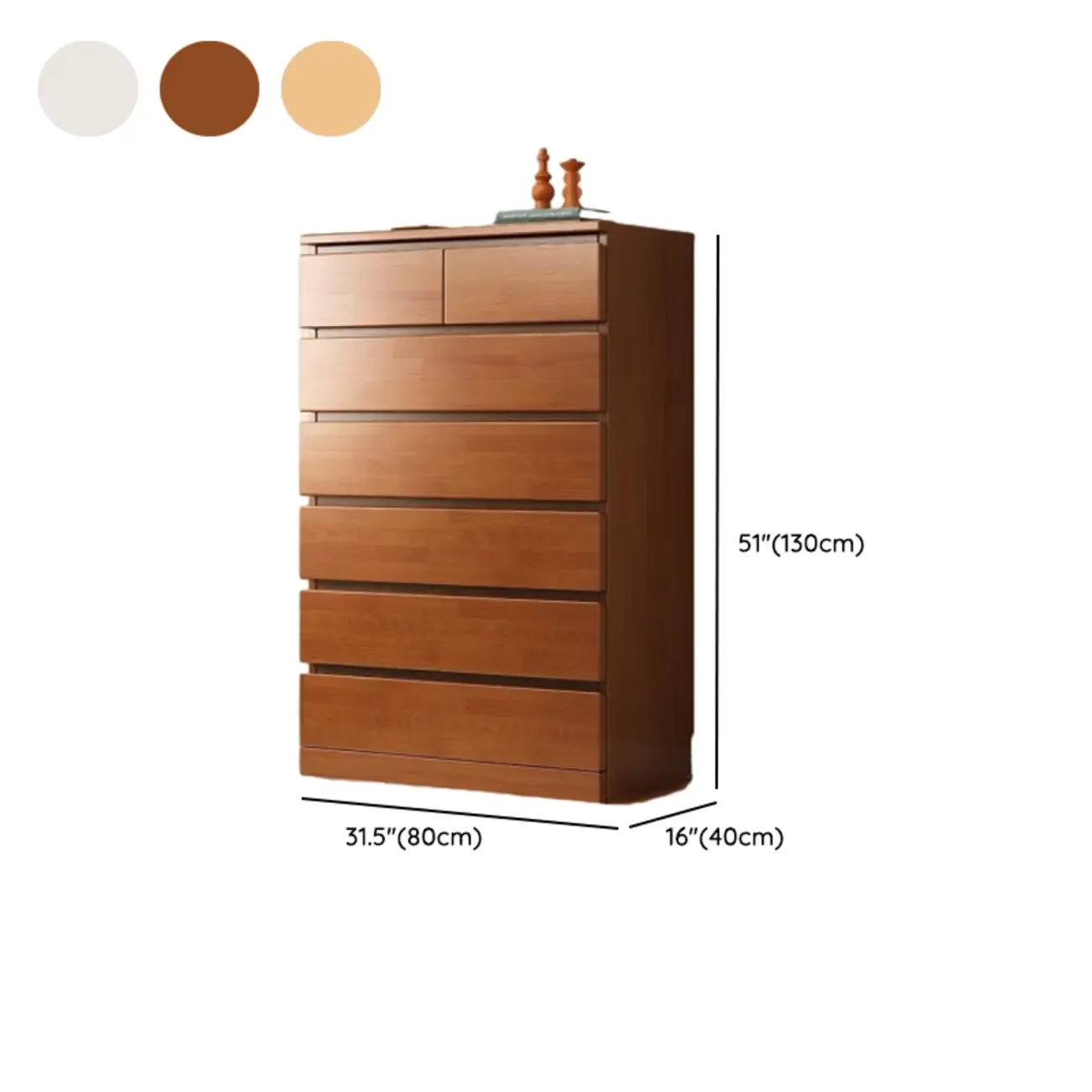 Modern Natural Wood Gloss Surface Dresser with 8-Drawers