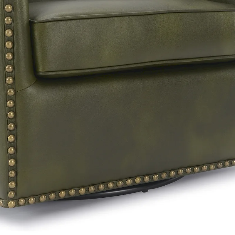 Truman Faux Leather Swivel Arm Chair with Nailhead Trim by Greyson Living