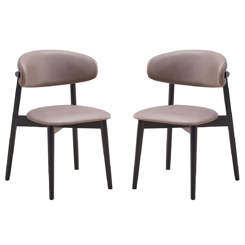 Anae 23 Inch Side Dining Chair Set of 2, Turned Legs, Gray Fabric, Black