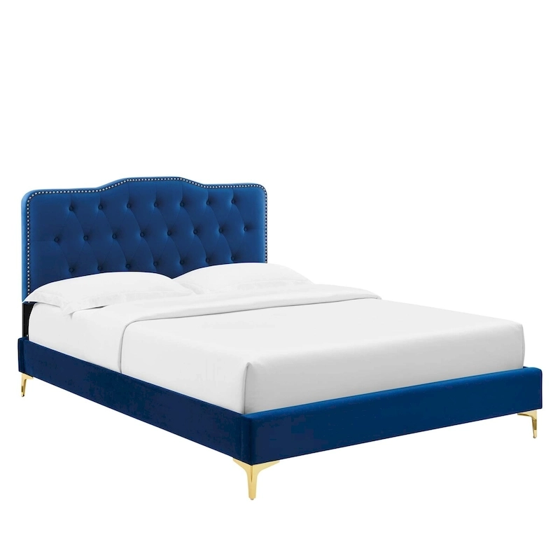 Amber Tufted Performance Velvet Twin Platform Bed