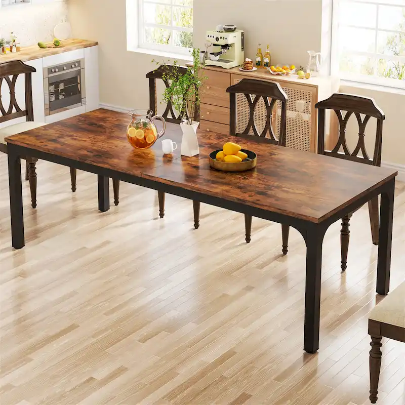 78.74 Inches Industrial Rectangular Dining Table with Heavy-Duty Metal Legs (Only Table)
