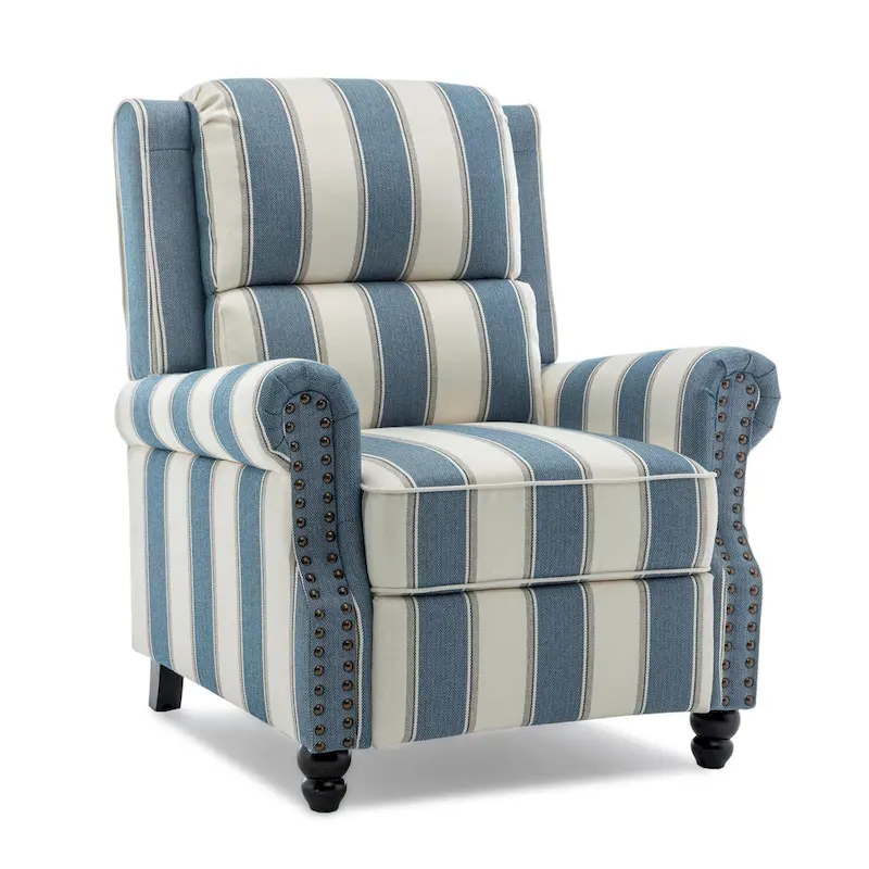 Nail-head Padded Seat Pushback Recliner Chair