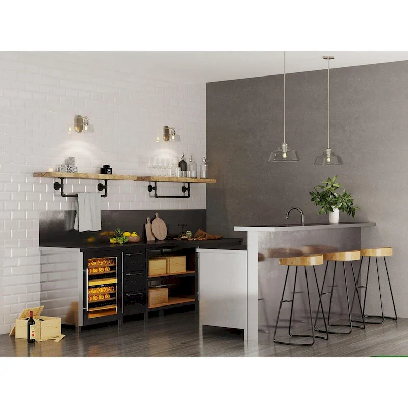 Singleton Collection 1-Light 14 in. Brushed Nickel Medium Pendant Light with Clear Glass Shade