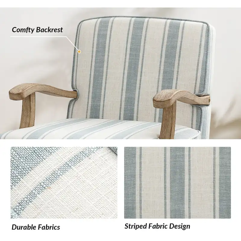 Rinaldo Farmhouse Polyester Armchair with Solid Wood Legs by HULALA HOME