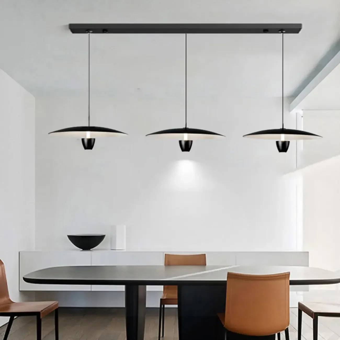 Modern Black Metal LED Island Pendant Light for Kitchen Area