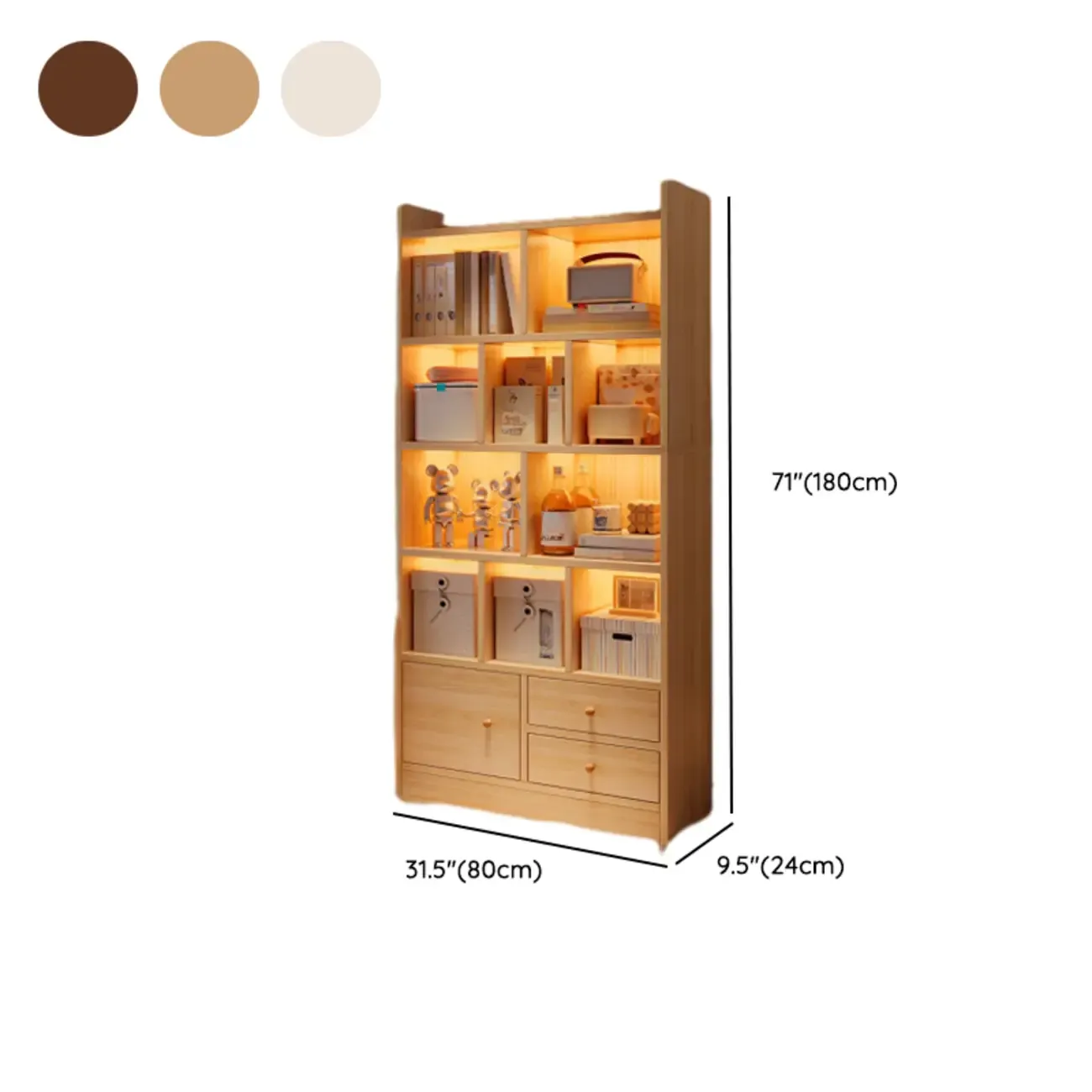 Modern Rectangular Bookshelf with Drawers