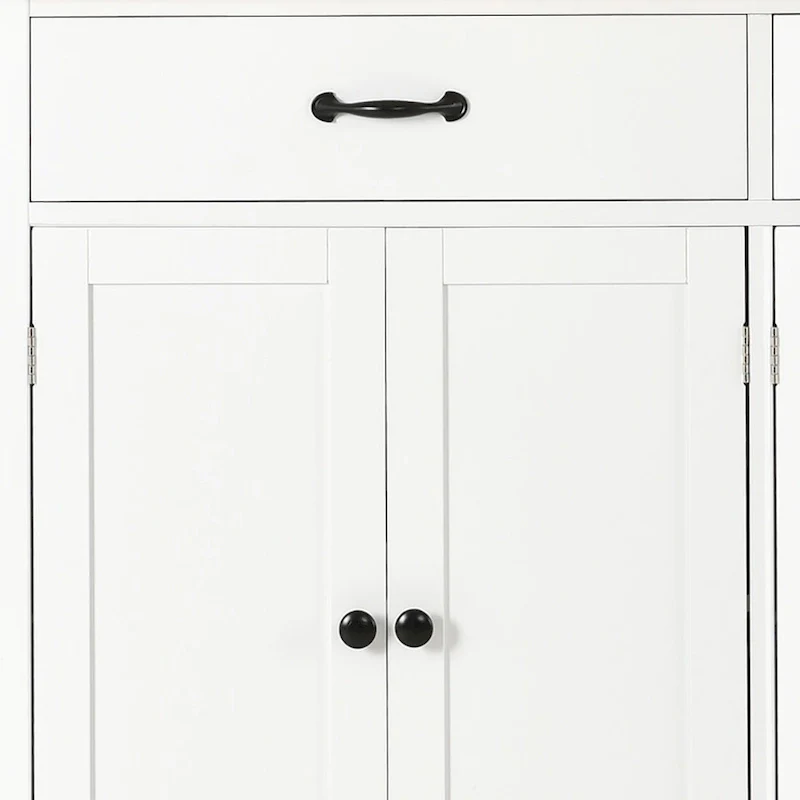 Classic Wooden Kitchen Island Cart with 2 Drawers, 2 Cabinets, a Towel Rack and a Spice Rack