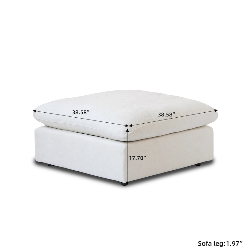 82.68 Down Filled Sectional Couch L-shape Linen Upholstered Loveseat with Ottoman