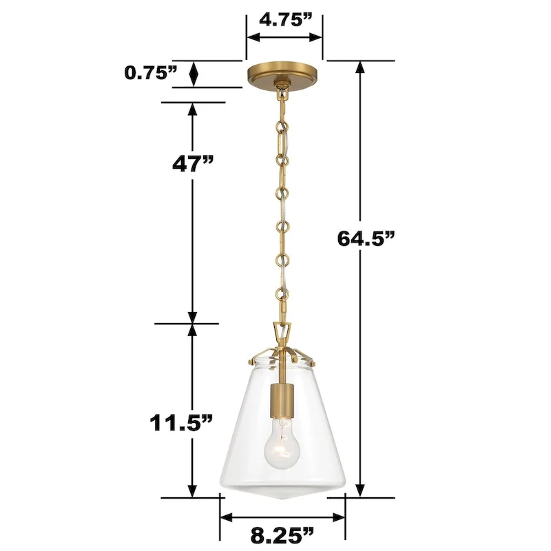 Voss 1 Light Luxe Gold Mini Pendant - 8.25 W x 11.5 H x 8.25 D