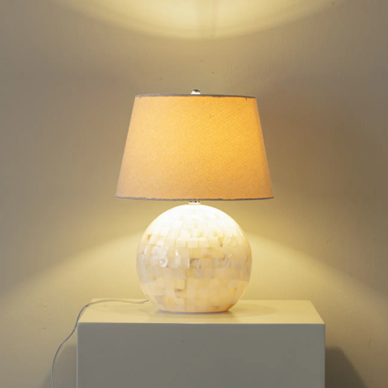 Modern Shell Table Lamp with Geometric Shade, LED