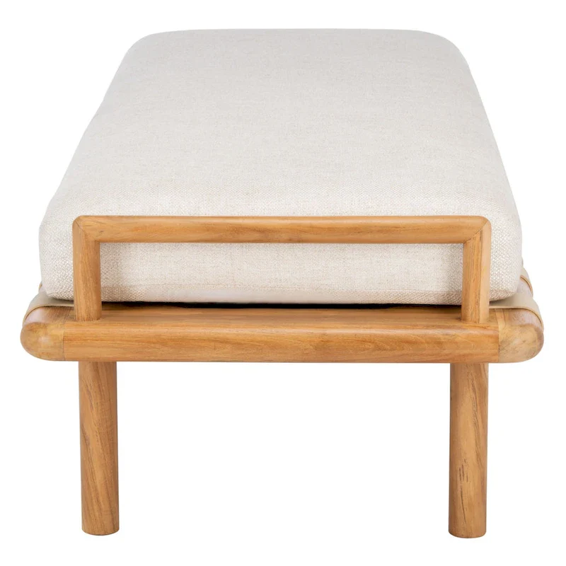 SAFAVIEH Couture Grizelda Teak Cushion Bench - 70 In W x 26 In D x 19 In H - 70Wx26Dx19H