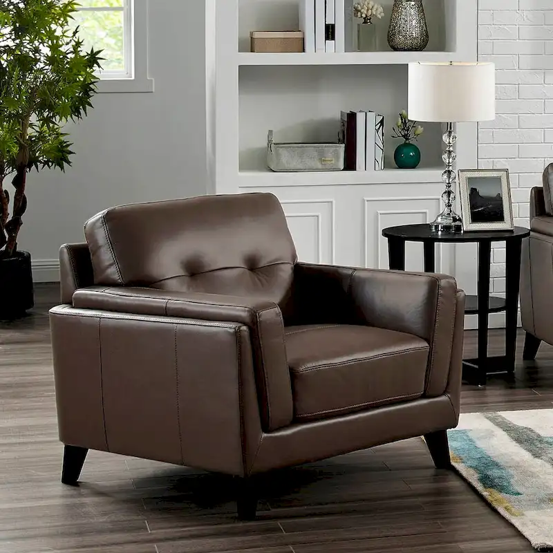 Hydeline Huntington Top Grain Leather Chair with Memory Foam and Springs