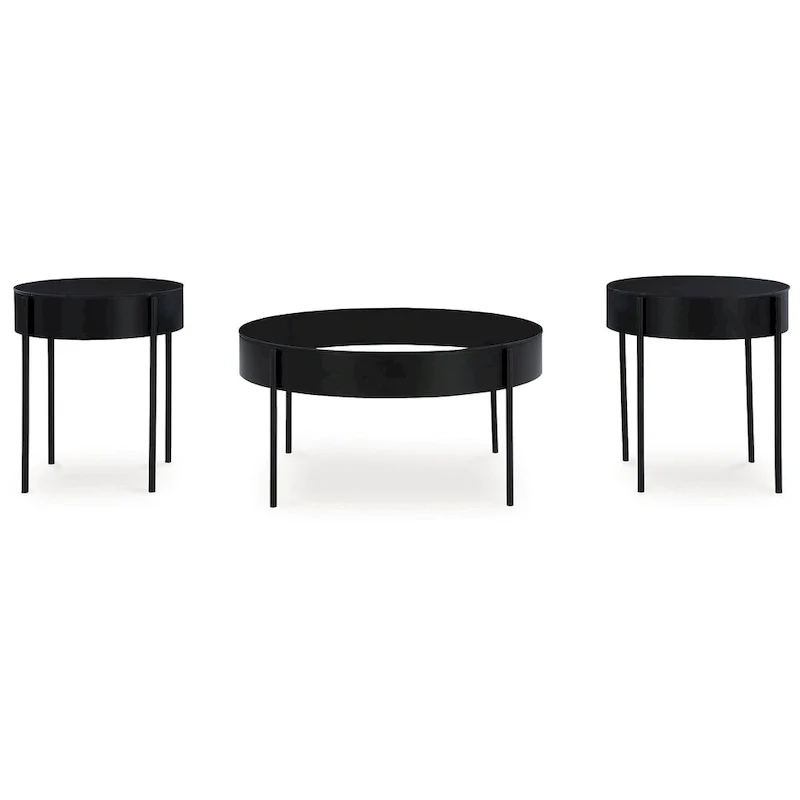 Signature Design by Ashley Ardoline Black Occasional Table Set (Set of 3) - 36  W x 36  D x 18.25  H