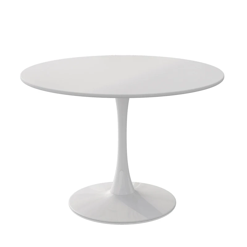 Round Dining Table with Metal Base – White Marble / Black Marble / Oak+Black / Black / White / Natural+White, Seats 2-4