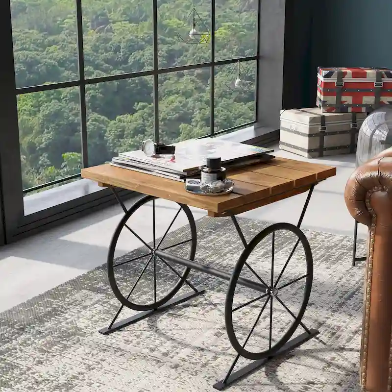 Dietrich Industrial 19-inch Metal Wheel Side Table by Carbon Loft