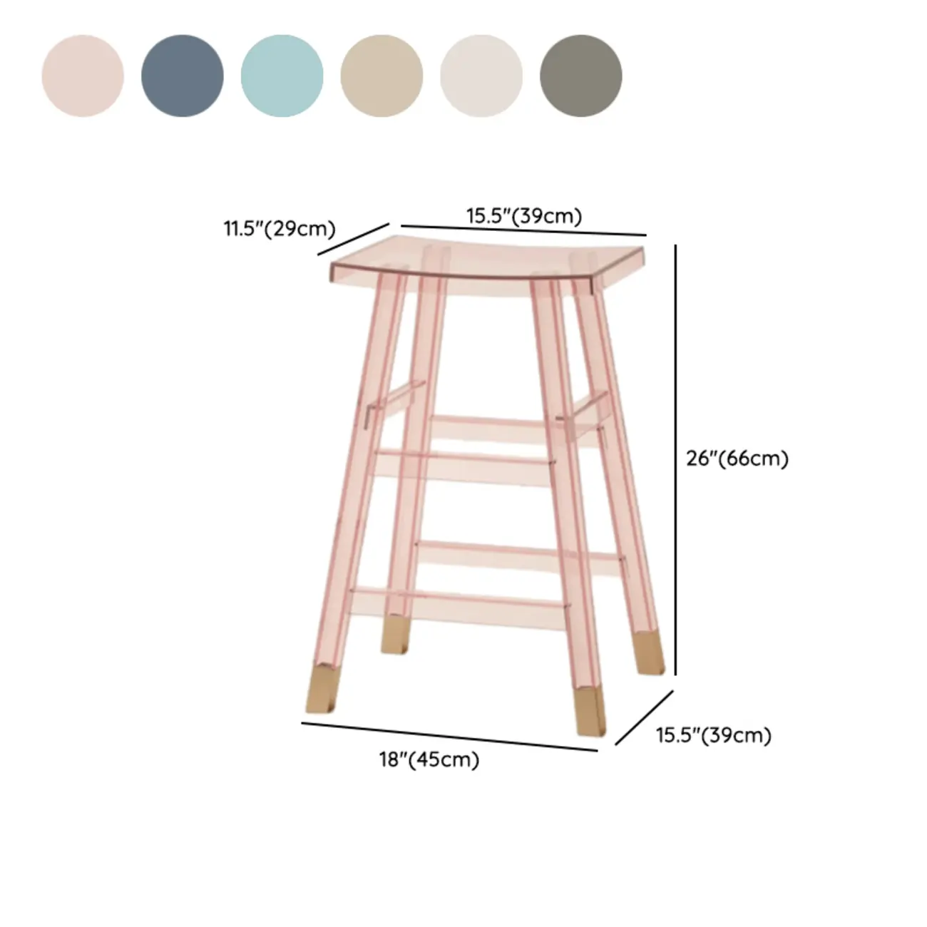 Saddle Acrylic Counter Height Backless Bar Stools