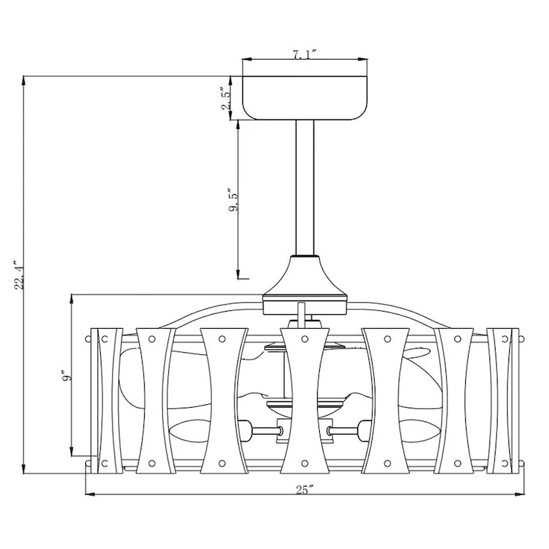 Vinney 25 Inch Modern style Fandelier Lighted with Remote