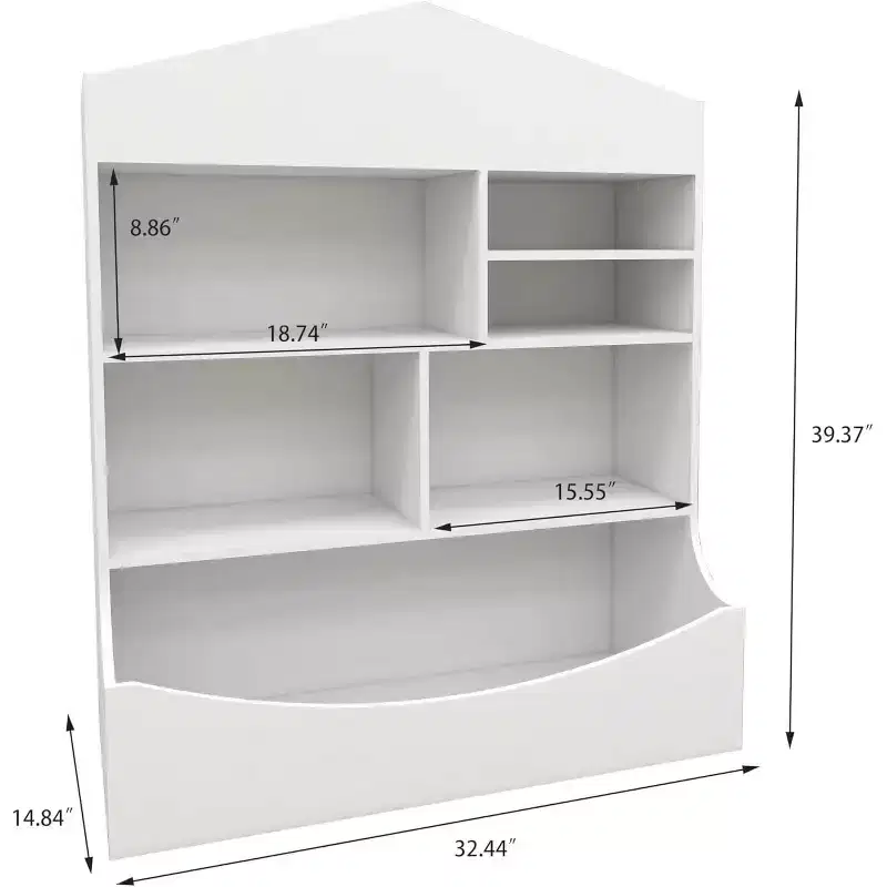 Kids Bookshelf and Toy Organizer, Versatility Bookcase Toddlers Playhouse Cabinet Shelf for Playroom Nursery Kids Room, White