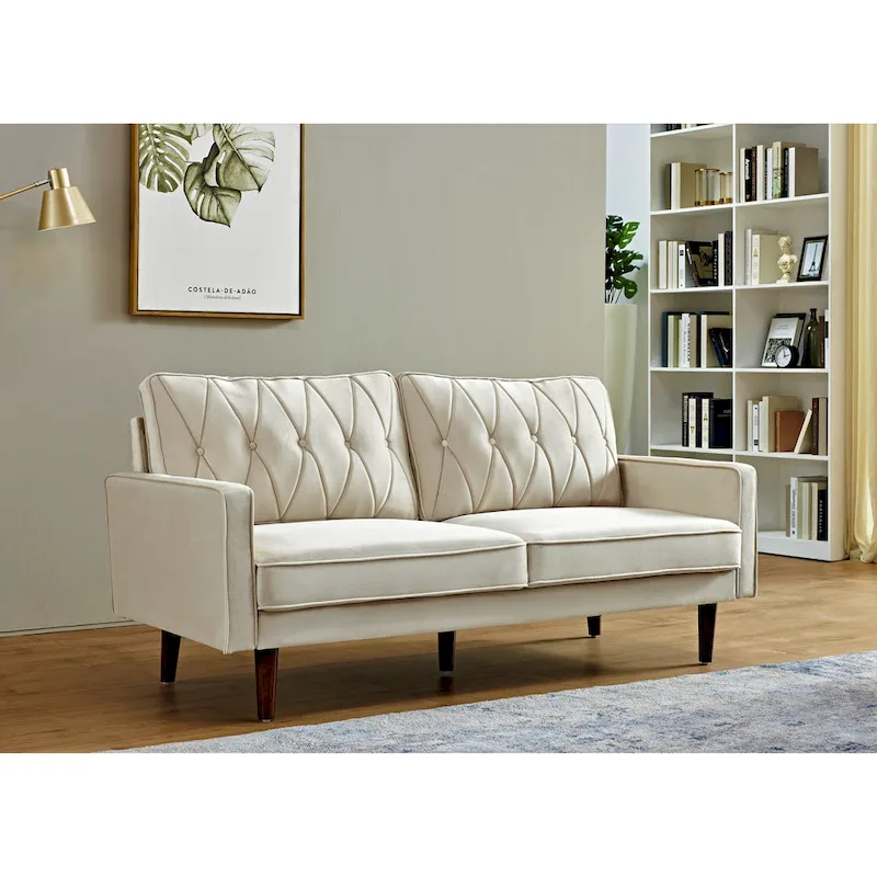 Feemster 69.3 Wide Velvet Tufted Cushion Back Sofa