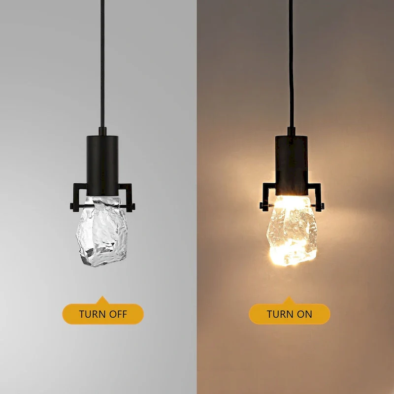 WINGBO 1-Light Modern Crystal Pendant Light Fixture Height Adjustable Hanging Light