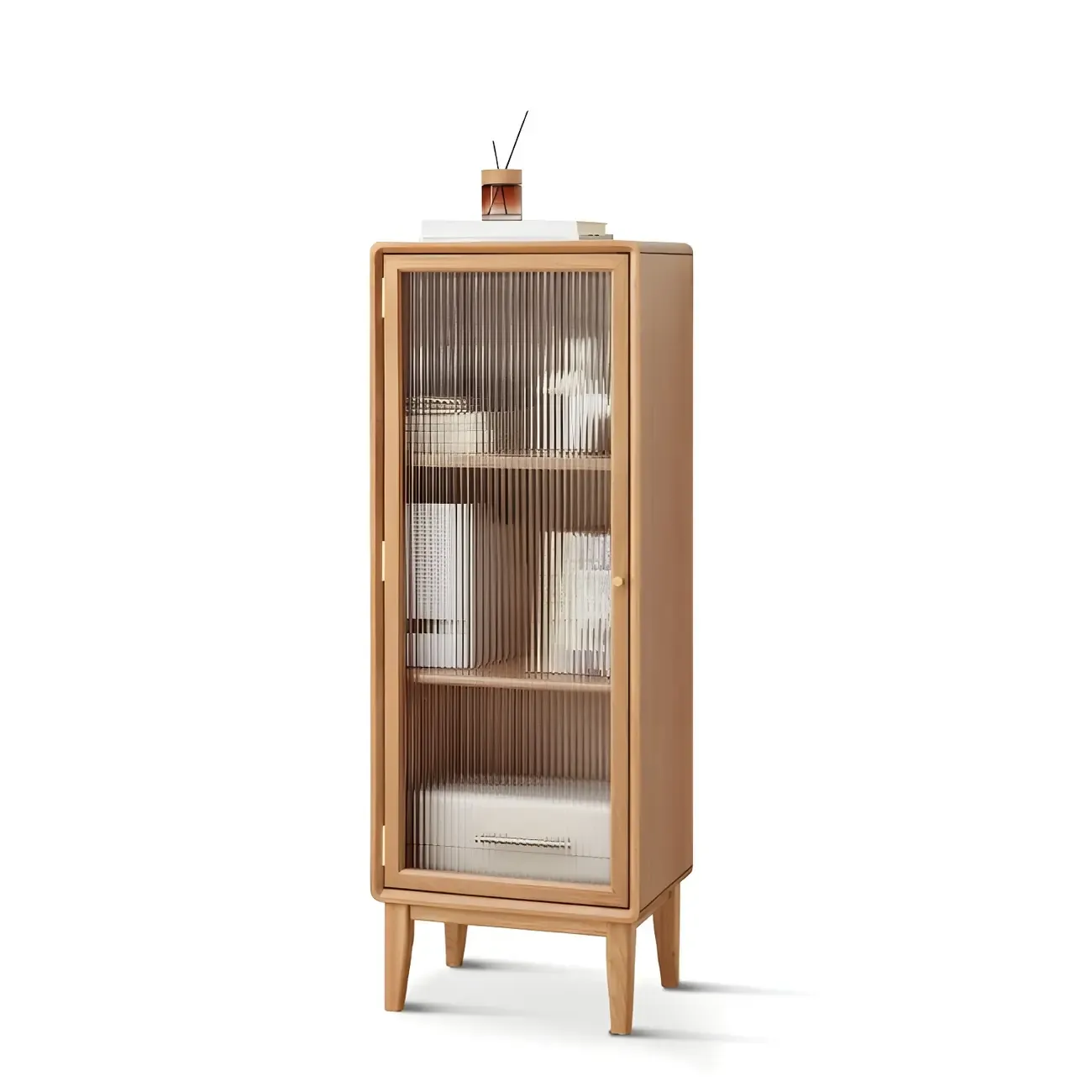 Natural Wood Standard Display Cabinet with Adjustable Shelves