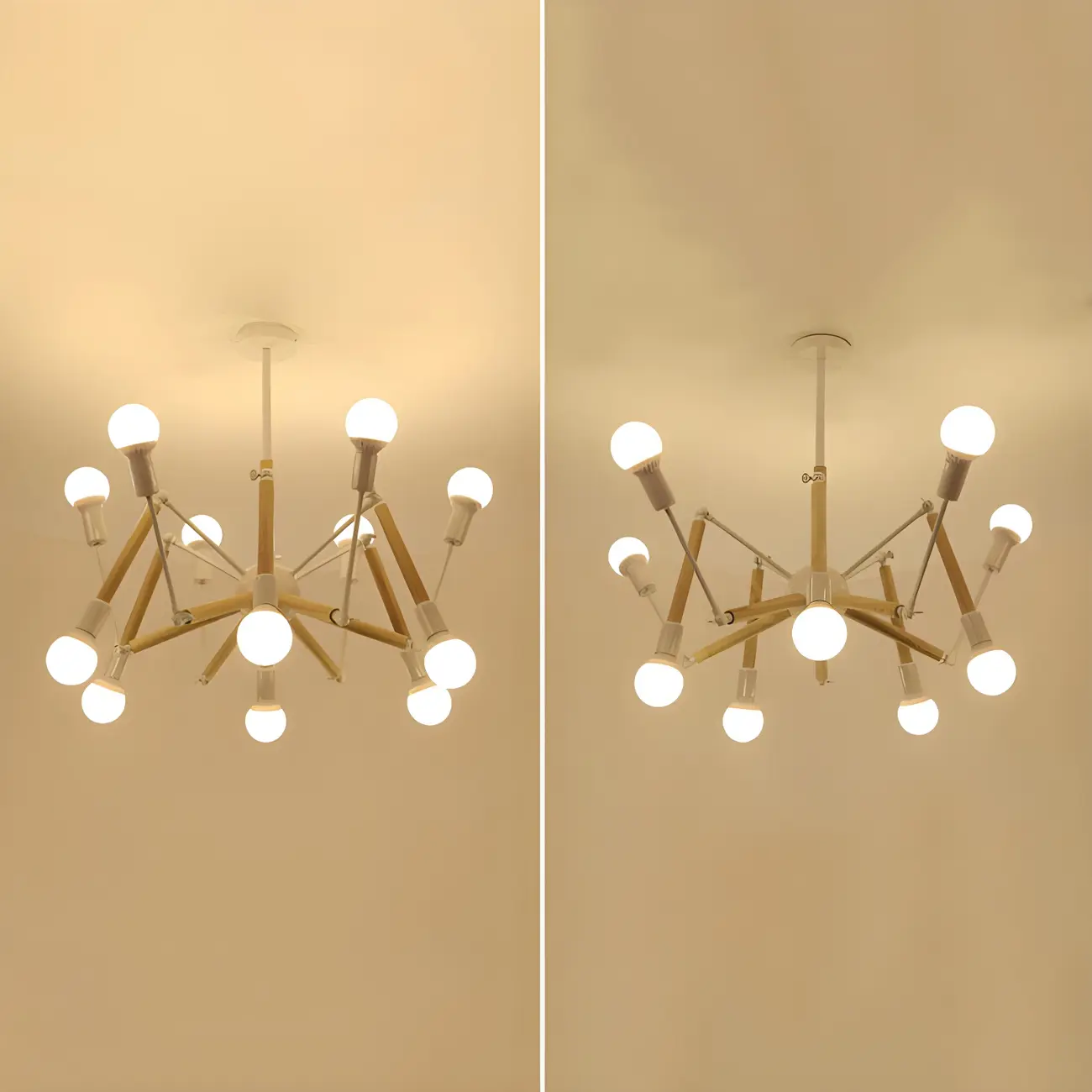 Modern Multi-Light Metal Adjustable Downrod Sputnik Chandelier