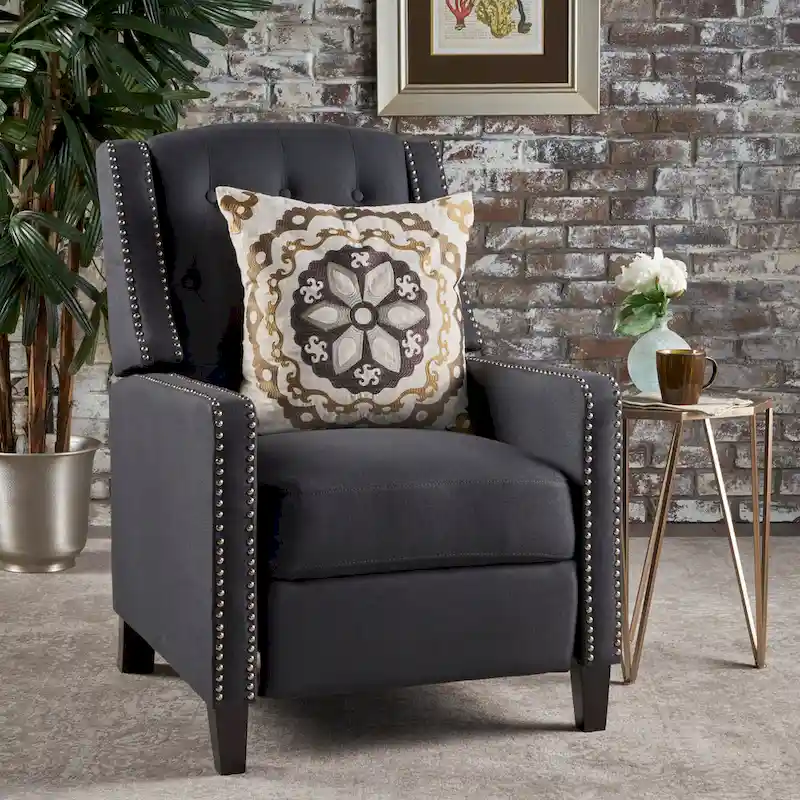 Classic Fabric Push Back Chair, Elegant Recliner for Living Room, Bedroom