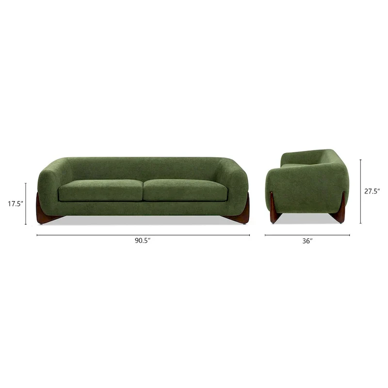 90.5 Boucle Upholstered Sofa with Wood Legs