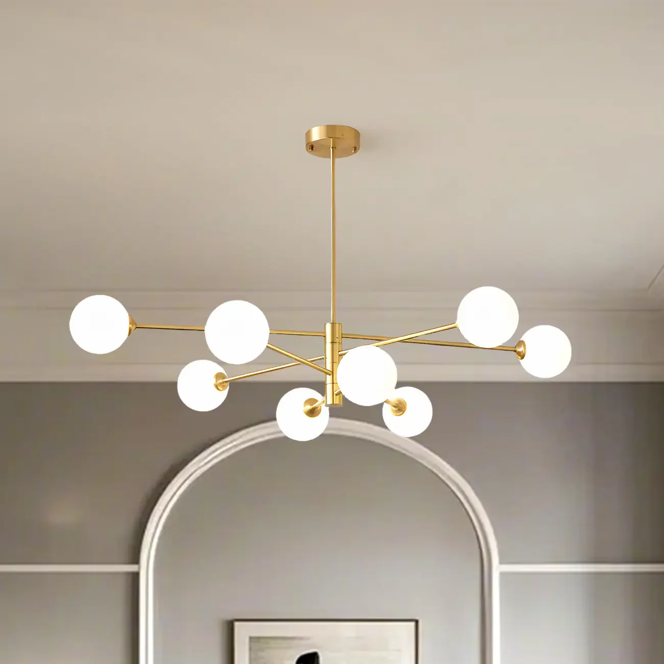 Modern 8-Light Glass Globe Sputnik Chandelier