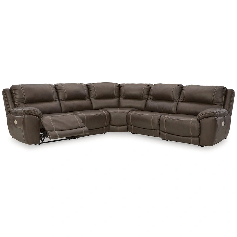 Signature Design by Ashley Dunleith Brown 5-Piece Power Reclining Sectional - 123 W x 123 D x 43 H