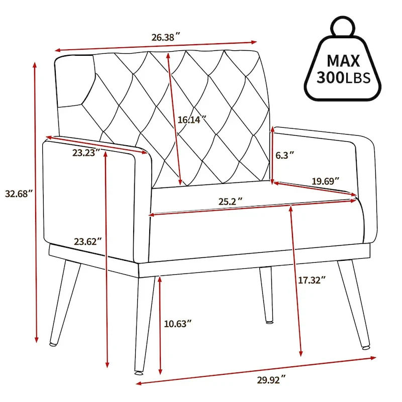 HOMYKA Sherpa Accent Chair Button Tufted Upholstered Linen Velvet Modern Armchair