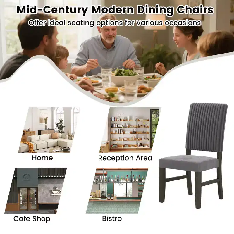 Dining Chair 4 Mid-Century Modern Velvet Fabric Upholstered Chairs