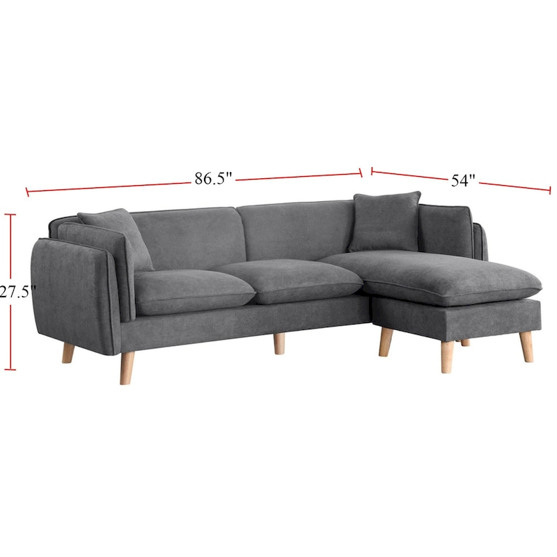 Fabric Sectional Sofa Chaise with Tapered Legs