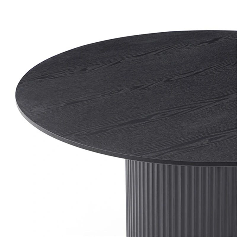 Black Round Dining Table,MDF handcraft Pedestal Dining Room Table