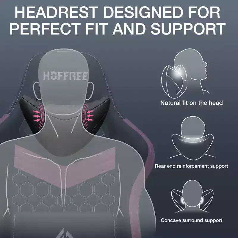 Hoffree Breathable Fabric Massage Gaming Chair Ergonomic Office PC Chair with Footrest & Adjustable
